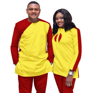 Couples African Dashiki Suit Set – Bold Wax Print Outfits C250102
