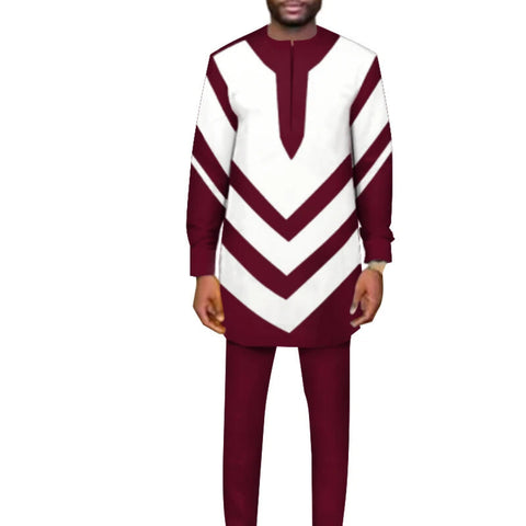 Men's African Dashiki Shirt and Trousers Set – Ankara Elegance M250117