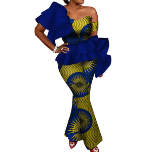 Vibrant Dashiki Crop Top & Pant Set for Women W250103
