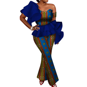 Vibrant Dashiki Crop Top & Pant Set for Women W250103