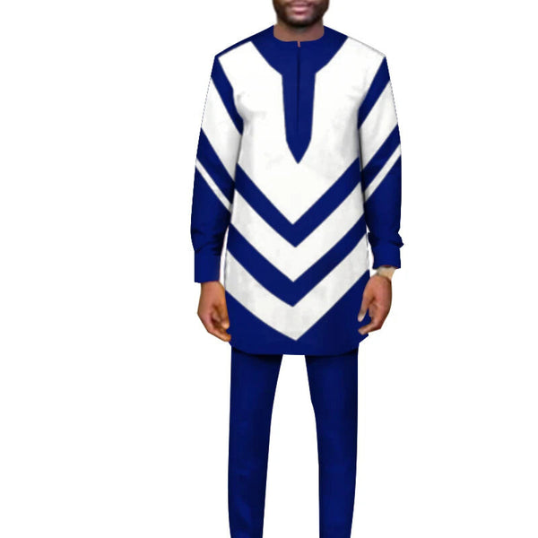 Men's African Dashiki Shirt and Trousers Set – Ankara Elegance M250117