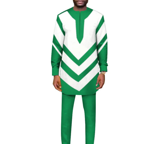 Men's African Dashiki Shirt and Trousers Set – Ankara Elegance M250117