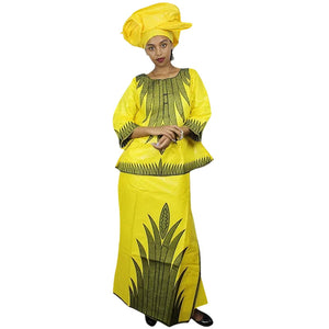 Bazin Riche Embroidered African Dress with Matching Headscarf W250140