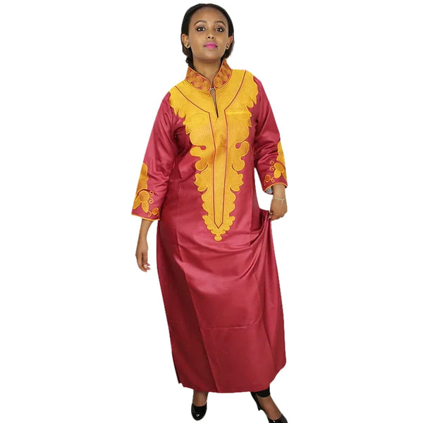 Elegant Dashiki-Inspired Long Sleeve African Dress for Women W250142