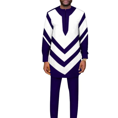 Men's African Dashiki Shirt and Trousers Set – Ankara Elegance M250117