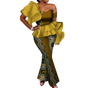 Vibrant Dashiki Crop Top & Pant Set for Women W250103