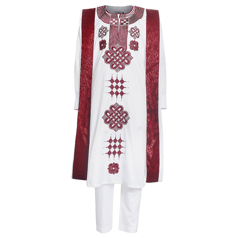 Embroidered Agbada Dashiki 3-Piece African Men's Suit Set M250174