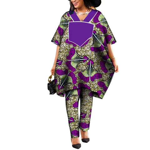 Ankara Print Agbada Two-Piece Set – African Dashiki Suit W250225