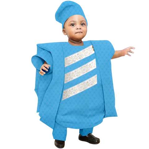 Boys African Print 3-Piece Dashiki Outfit with Hat K250116