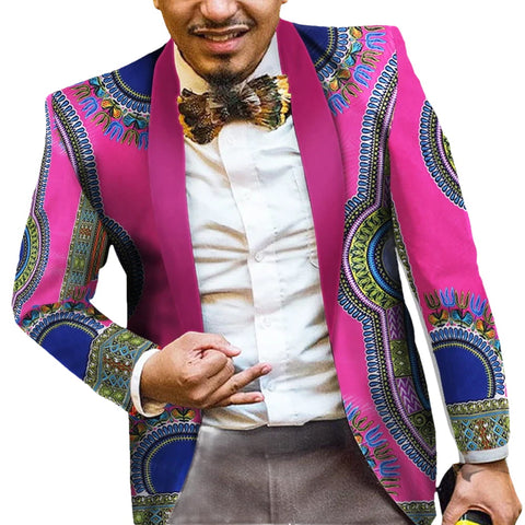 Men’s Ankara Print Blazer – Vibrant African Slim Fit Jacket M250134