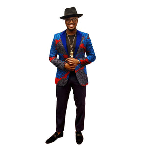Men’s African Print Dashiki Jacket – Vibrant Long Sleeve Blazer M250107