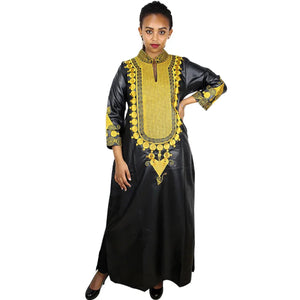 Elegant African Embroidered Cotton Maxi Dress for Women W250144