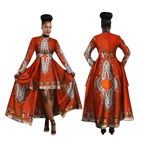 Kente Dashiki Maxi Dress – Vibrant African Print Cotton Gown W250126