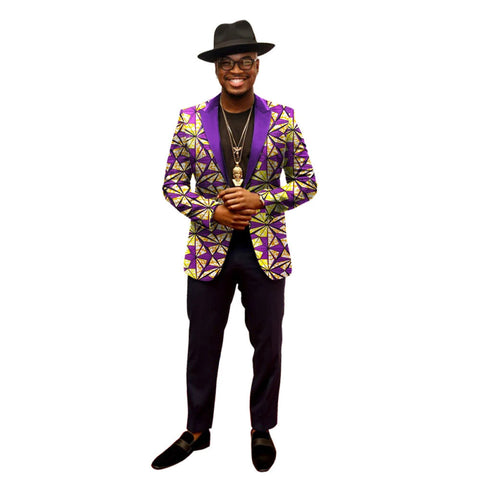 Men’s African Print Dashiki Jacket – Vibrant Long Sleeve Blazer M250107