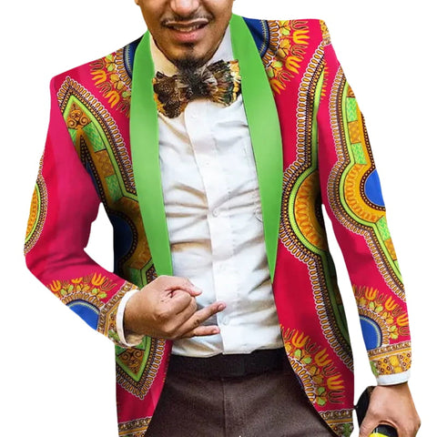 Men’s Ankara Print Blazer – Vibrant African Slim Fit Jacket M250134