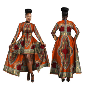 Kente Dashiki Maxi Dress – Vibrant African Print Cotton Gown W250126
