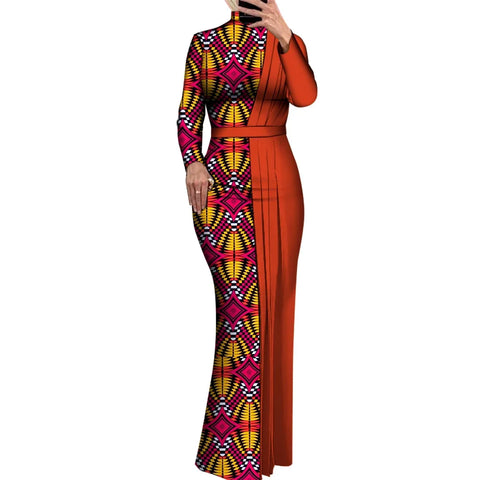 Elegant Dashiki Print Long Bodycon Dress for Special Occasions W250212