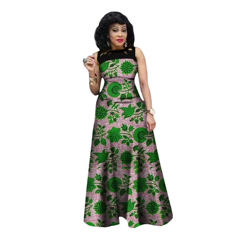 Vibrant African Print Sleeveless Maxi Dress for Women W250192