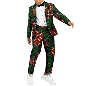 Boys African Patchwork Dashiki Outfit – 2 Piece Set with Shirt & Pants K250114