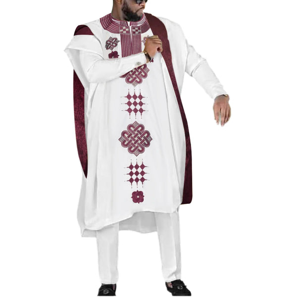 Embroidered Agbada Dashiki 3-Piece African Men's Suit Set M250174
