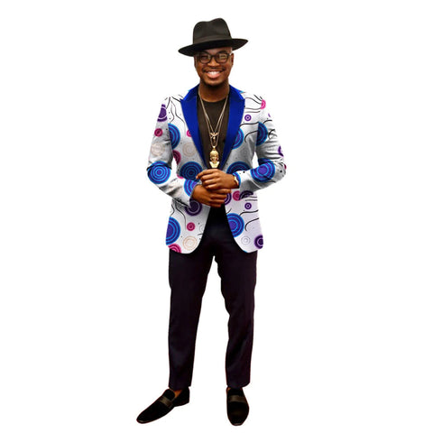 Men’s African Print Dashiki Jacket – Vibrant Long Sleeve Blazer M250107