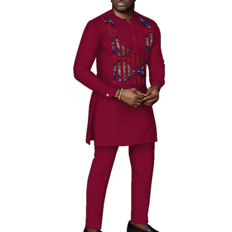 Elegant African Print Men's 2-Piece Set – Robe & Pants M250191