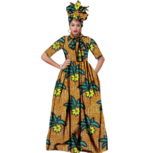 Vibrant Ankara Maxi Dress with Headwrap – African Elegance W250210