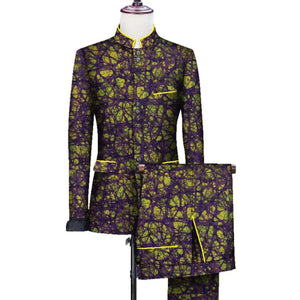 Men’s African 2-Piece Bazin Suit – Blazer & Pants Set for Weddings M250112
