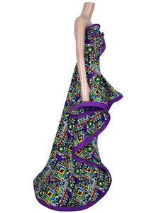 Ankara Floral Print Strapless Maxi Dress – African Party Style W250169
