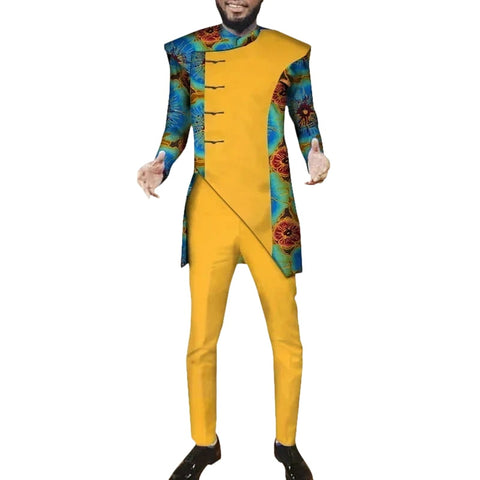 Modern African Print Suit Set for Men – Dashiki Inspired 2-Piece Outfit M250165