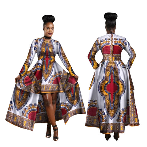 Kente Dashiki Maxi Dress – Vibrant African Print Cotton Gown W250126