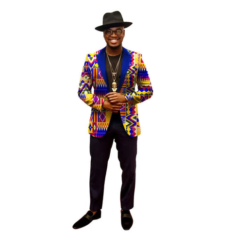 Men’s African Print Dashiki Jacket – Vibrant Long Sleeve Blazer M250107
