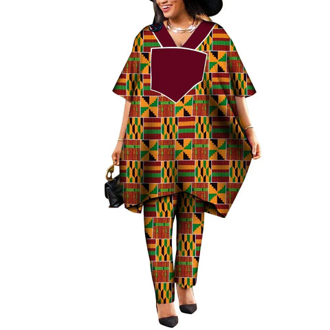 Ankara Print Agbada Two-Piece Set – African Dashiki Suit W250225