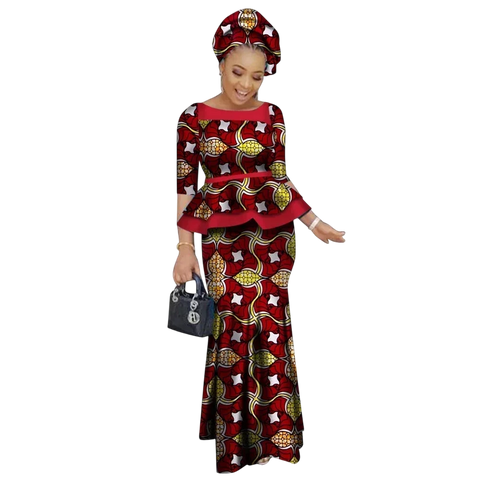 Vibrant African Print Two-Piece Skirt Set for Women W250227