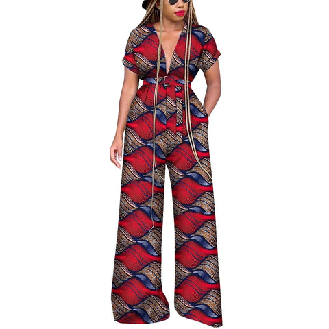 Elegant African Wax Print Cotton Romper Jumpsuit for Women W250177