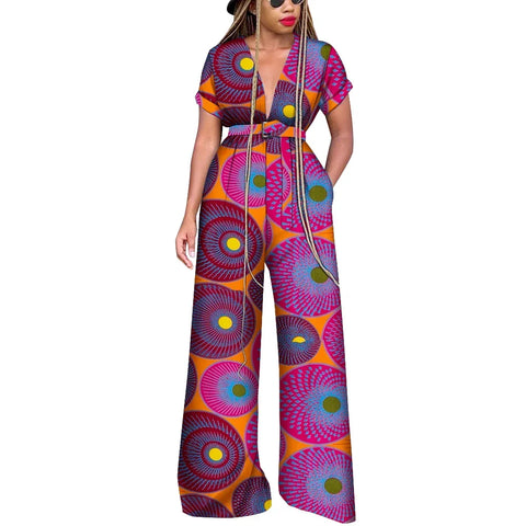 Elegant African Wax Print Cotton Romper Jumpsuit for Women W250177
