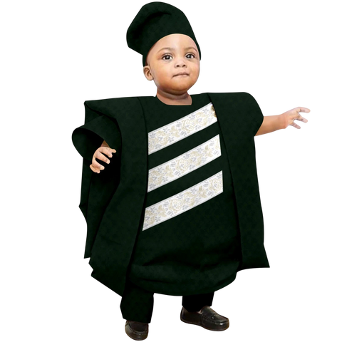 Boys African Print 3-Piece Dashiki Outfit with Hat K250116