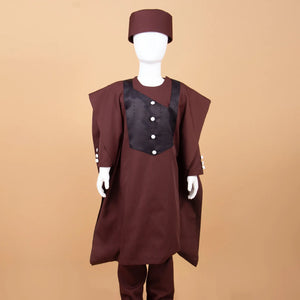 Boys' African Print 3-Piece Set – Shirt, Pants & Hat K250115