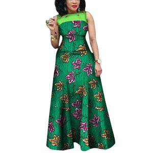 Vibrant African Print Sleeveless Maxi Dress for Women W250192