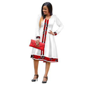 Elegant Ethiopian Print Maxi Dress – African Long Sleeve Robe W250185