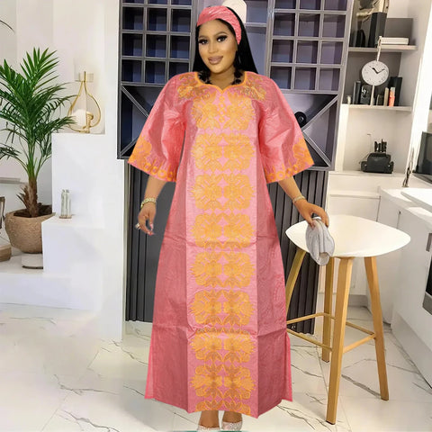 Embroidered African Party Dress – Elegant Traditional Style W250175