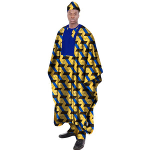Men’s African Print Dashiki Robe Set with Hat M250130