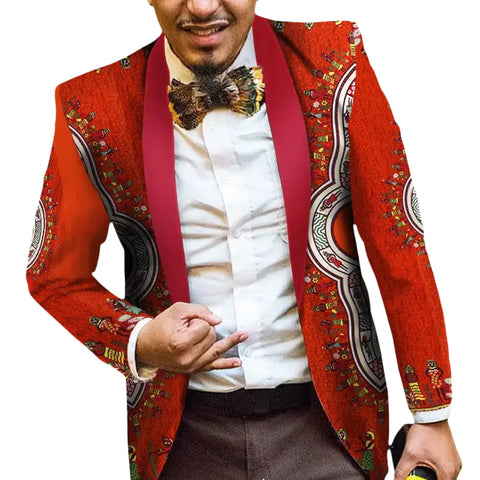 Men’s Ankara Print Blazer – Vibrant African Slim Fit Jacket M250134