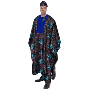 Men’s African Print Dashiki Robe Set with Hat M250130