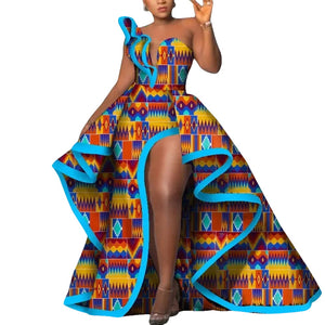 Ankara Floral Print Strapless Maxi Dress – African Party Style W250169