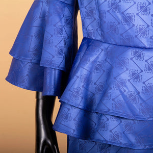 Elegant African Two-Piece Skirt Set with Flare Lace Sleeves W250113