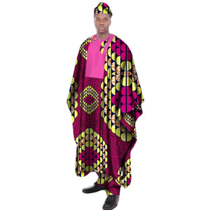 Men’s African Print Dashiki Robe Set with Hat M250130