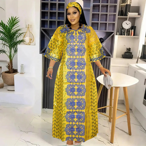 Embroidered African Party Dress – Elegant Traditional Style W250175