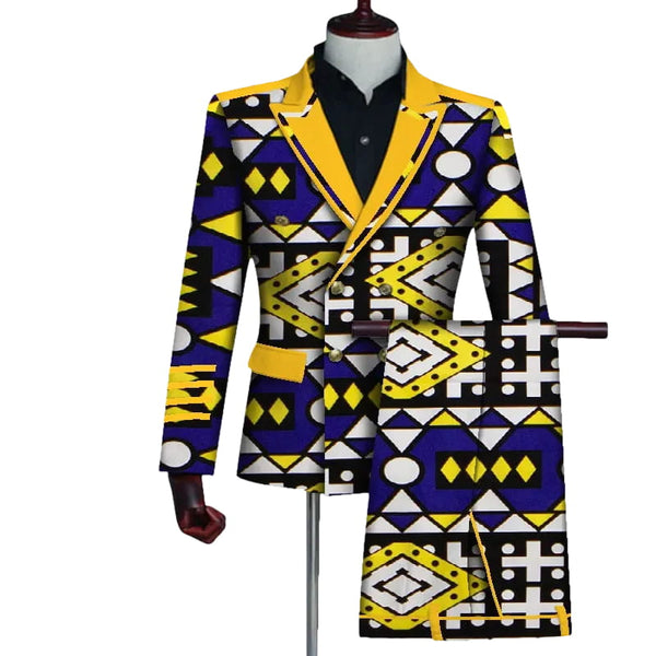 Men’s Bazin Riche Ankara Print 2-Piece Blazer & Pants Set M250111