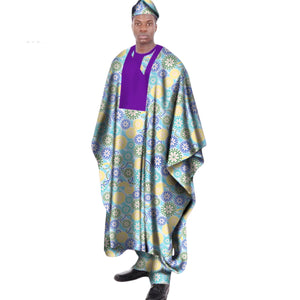 Men’s African Print Dashiki Robe Set with Hat M250130